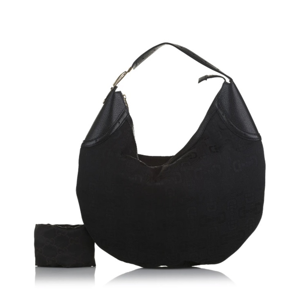 HOLIDAY SALE:Authentic Gucci Horsebit Glam Black Canvas Fabric Hobo Bag